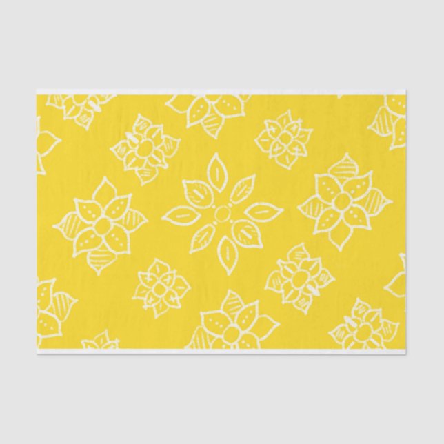 Batik Yellow Floral Tissue Paper Seidenpapier (Vorderseite)