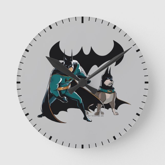 Batman & Ace Runde Wanduhr (Vorderseite)
