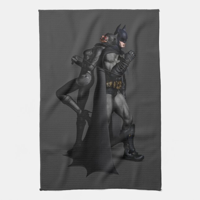 Batman Arkham City | Batman und Catwoman Geschirrtuch (Vertikal)