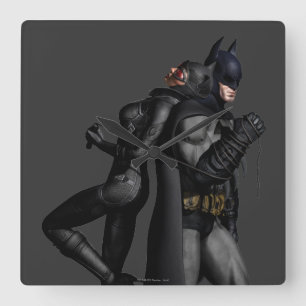 Batman Arkham City   Batman und Catwoman Quadratische Wanduhr