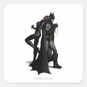 Batman Arkham City   Batman und Catwoman Quadratischer Aufkleber