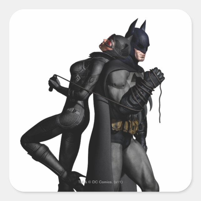 Batman Arkham City | Batman und Catwoman Quadratischer Aufkleber (Vorderseite)