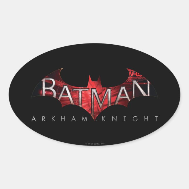Batman Arkham Knight Red Logo Ovaler Aufkleber (Vorderseite)