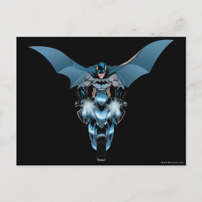 Batman auf dem Fahrrad mit Kap Postkarte (Vorderseite)