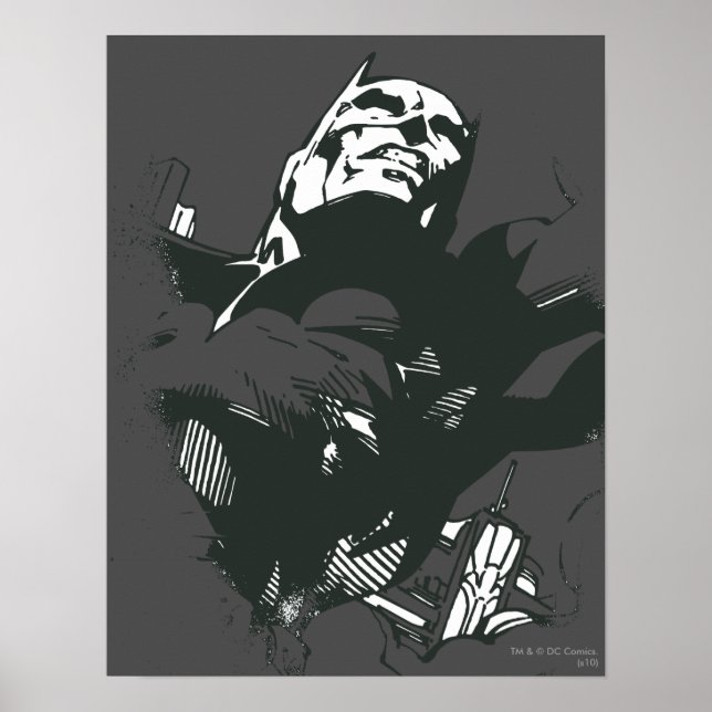 Batman Black & White Graffiti Stencil Poster (Vorne)