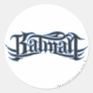 Batman   Blue Black Letters Logo Runder Aufkleber