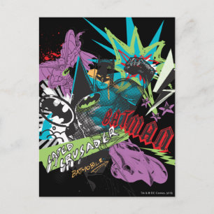 Batman Caped Crusader Neon Collage Postkarte