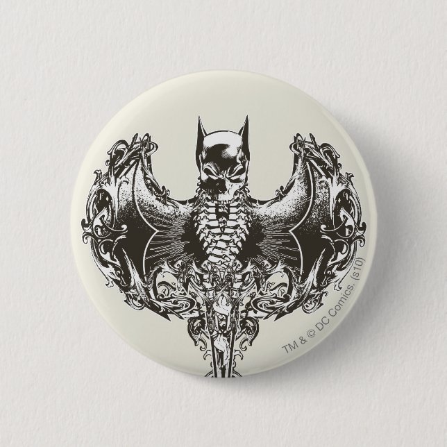Batman Cowl und Skull Wappen Button (Vorderseite)