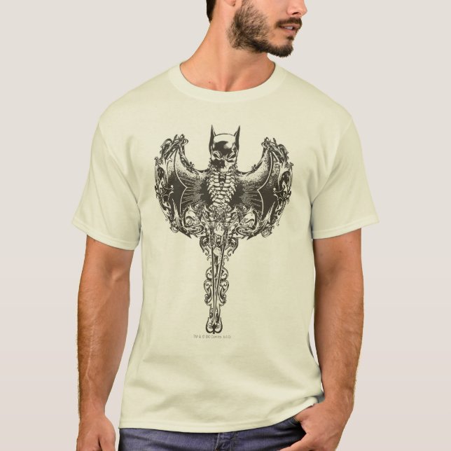Batman Cowl und Skull Wappen T-Shirt (Vorderseite)