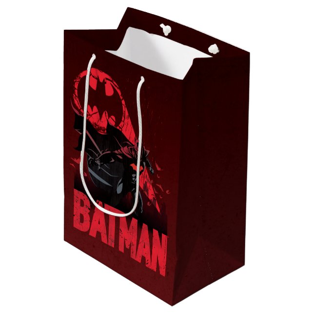 Batman Crimson Bat Signal Mittlere Geschenktüte (Vorderseite Schrägansicht)