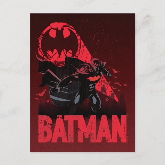 Batman Crimson Bat Signal Postkarte (Vorderseite)
