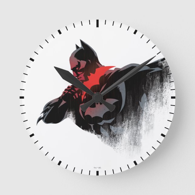 Batman Crimson Batarang Runde Wanduhr (Vorderseite)