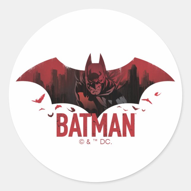 Batman Crimson Gotham Icon Runder Aufkleber (Vorderseite)