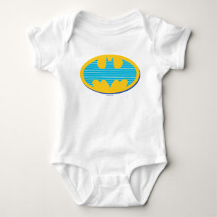 Batman   Cyan Stripes Symbol Baby Strampler