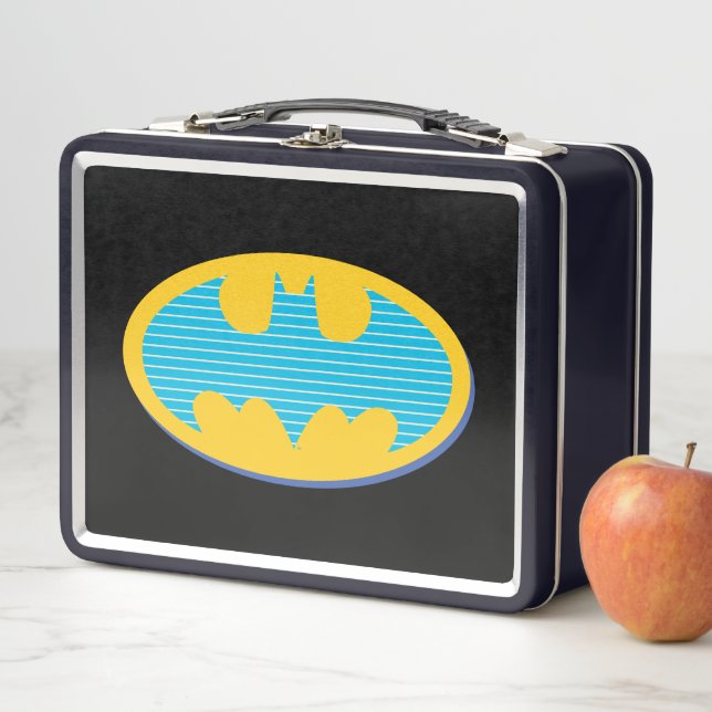Batman | Cyan Stripes Symbol Metall Brotdose (Beispiel)