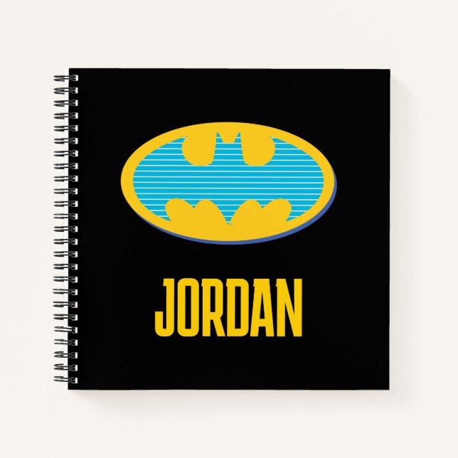 Batman | Cyan Stripes Symbol Notizbuch (Vorderseite)
