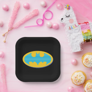 Batman Cyan Stripes Symbol Pappteller