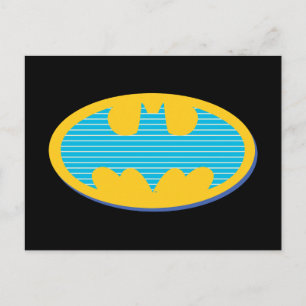 Batman Cyan Stripes Symbol Postkarte