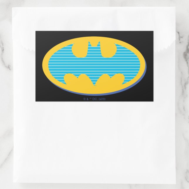 Batman | Cyan Stripes Symbol Rechteckiger Aufkleber (Tasche)
