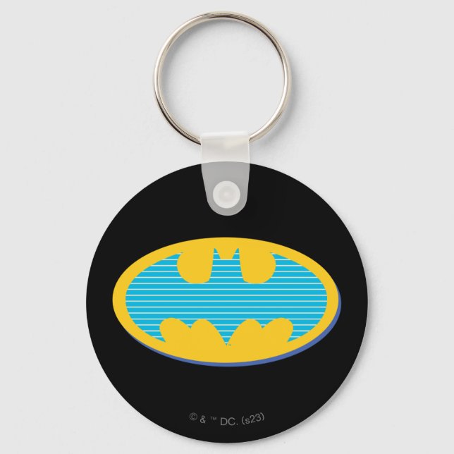 Batman | Cyan Stripes Symbol Schlüsselanhänger (Vorderseite)