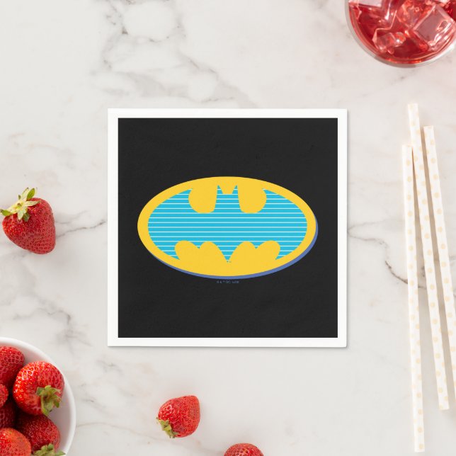Batman | Cyan Stripes Symbol Serviette (Beispiel)