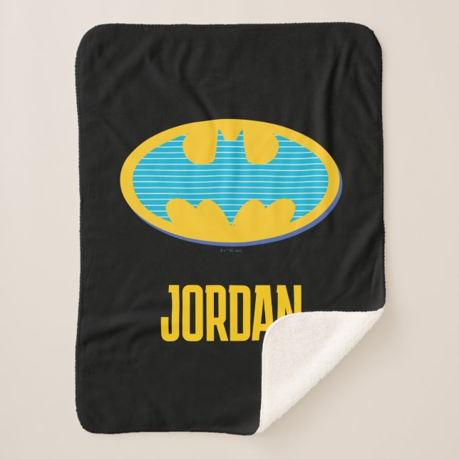 Batman | Cyan Stripes Symbol Sherpadecke (Vorderseite)