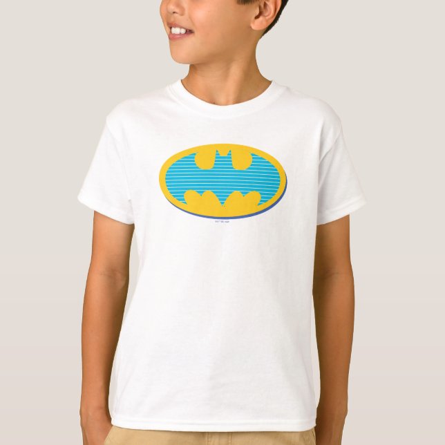 Batman | Cyan Stripes Symbol T-Shirt (Vorderseite)