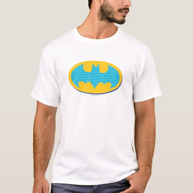 Batman | Cyan Stripes Symbol T-Shirt (Vorderseite)