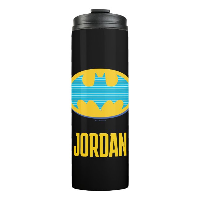 Batman | Cyan Stripes Symbol Thermosbecher (Vorderseite)