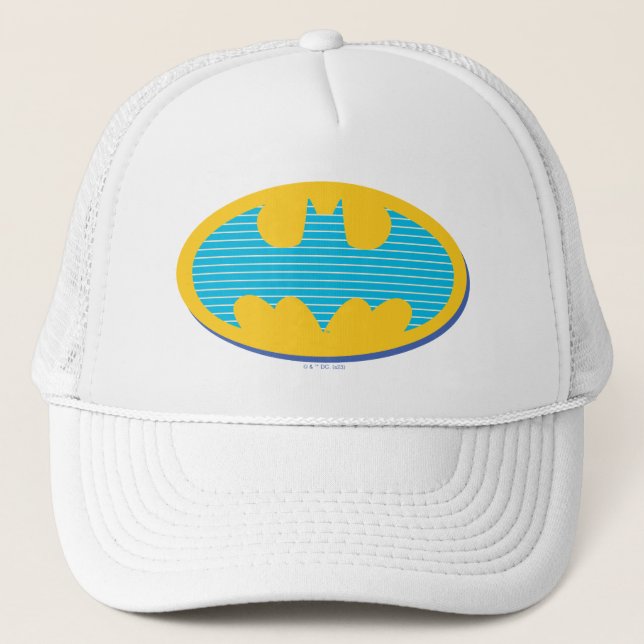 Batman | Cyan Stripes Symbol Truckerkappe (Vorderseite)