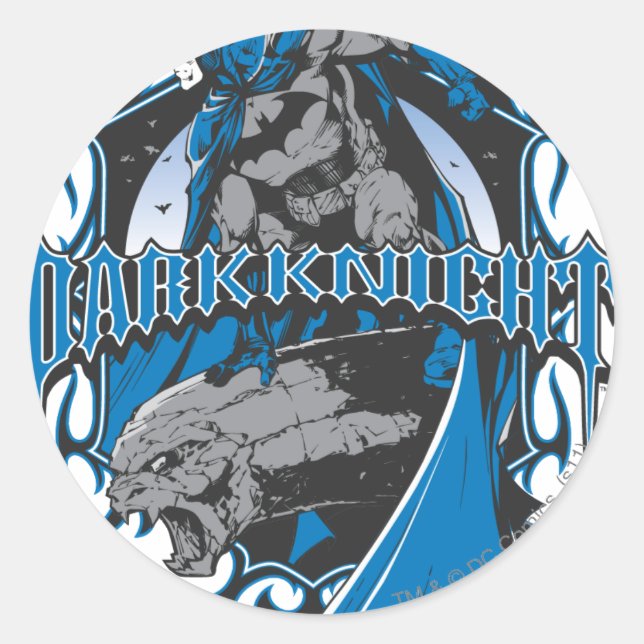 Batman Dark Knight | Blaugraues Logo Runder Aufkleber (Vorderseite)