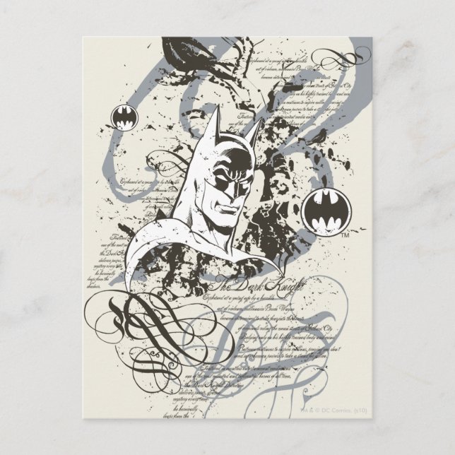 Batman Dark Knight Manuscript Montage Postkarte (Vorderseite)