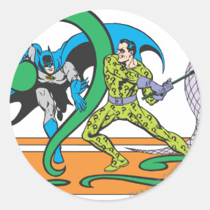 Batman Fights Riddler Runder Aufkleber