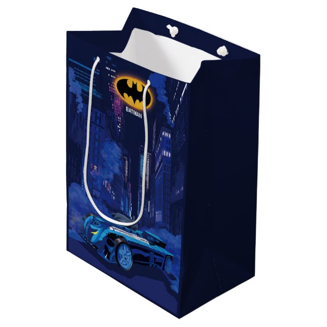 Batman Gotham City Night Patrol Mittlere Geschenktüte (Vorderseite Schrägansicht)