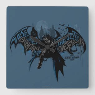 Batman Gotham City Paint Tropfen Graphic Quadratische Wanduhr