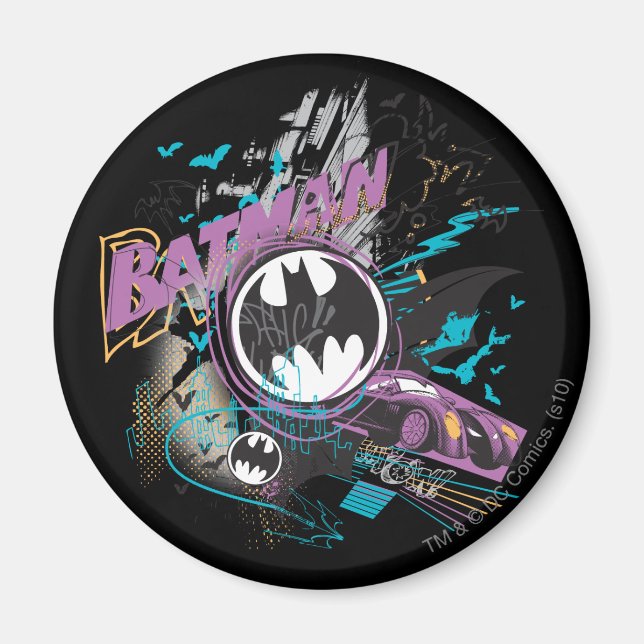 Batman Gotham Skyline Sketch Magnet (Vorne)