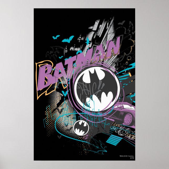 Batman Gotham Skyline Sketch Poster (Vorne)