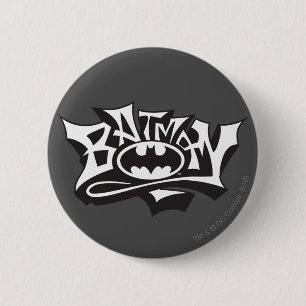 Batman   Graffiti Name Logo Button