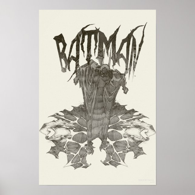 Batman | Grafisches Novel Pencil-Design Beige Logo Poster (Vorne)