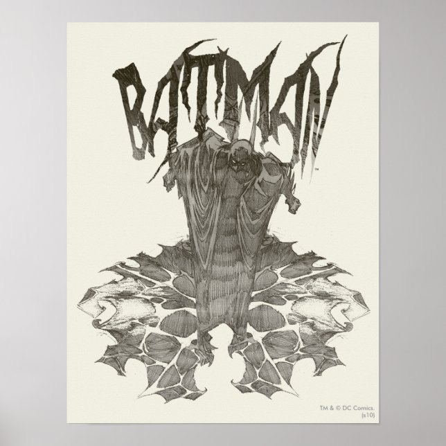 Batman | Grafisches Novel Pencil-Design Beige Logo Poster (Vorne)