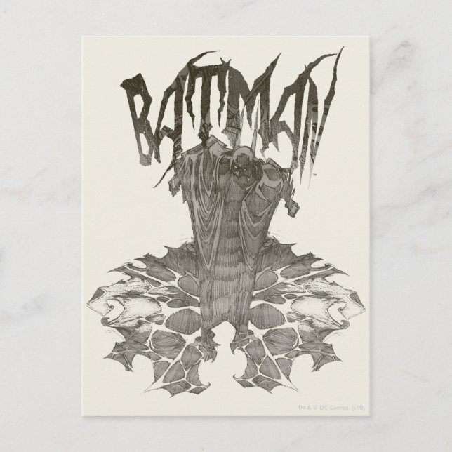 Batman | Grafisches Novel Pencil-Design Beige Logo Postkarte (Vorderseite)