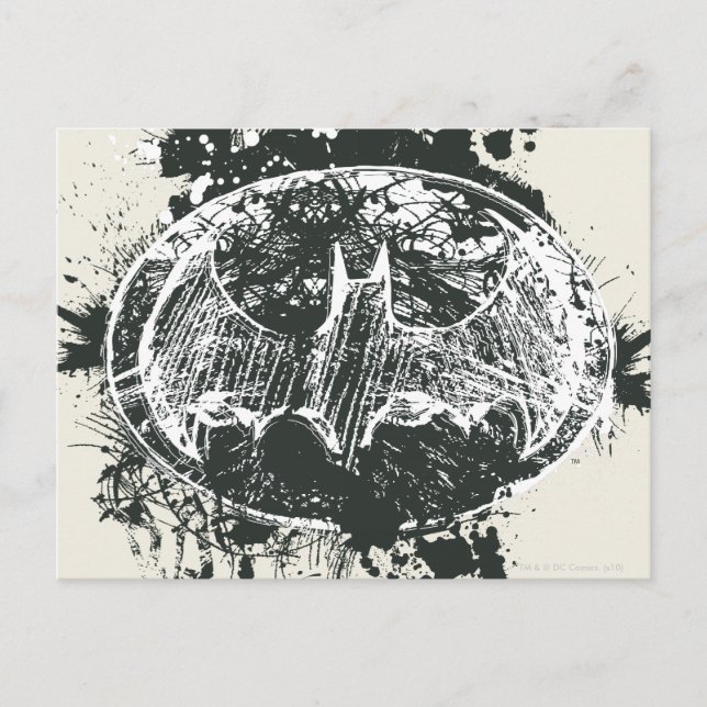 Batman Grunge Spritzer Sketch Postkarte (Vorderseite)