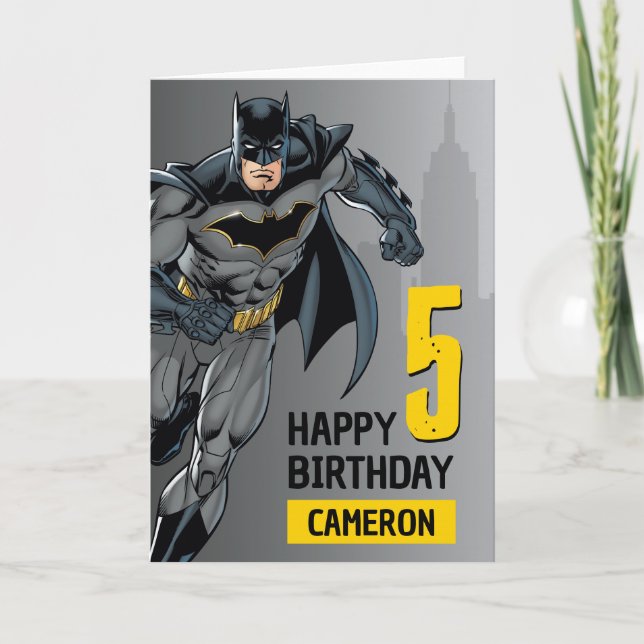 Batman | Happy Birthday | Alter Ihres Kindes hinzu Karte (Vorderseite)