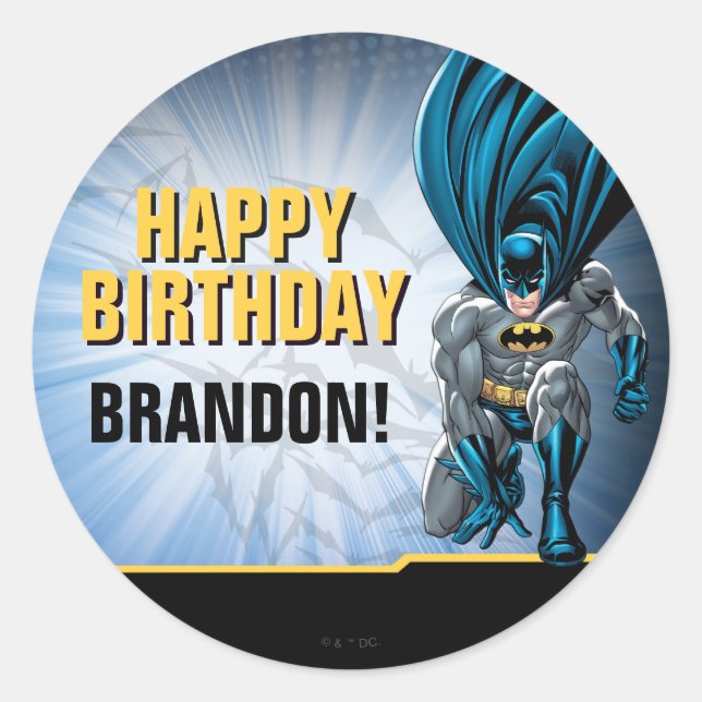 Batman | Happy Birthday Runder Aufkleber (Vorderseite)