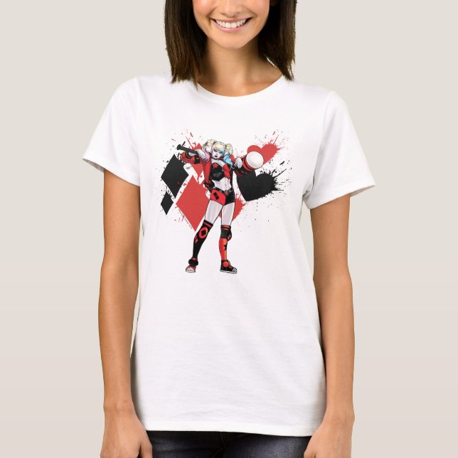 Batman | Harley Quinn Hearts & Diamonds Spritzer T-Shirt (Vorderseite)