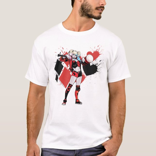 Batman | Harley Quinn Hearts & Diamonds Spritzer T-Shirt (Vorderseite)