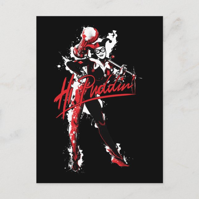 Batman | Harley Quinn "Hi Puddin' Ink Art Postkarte (Vorderseite)