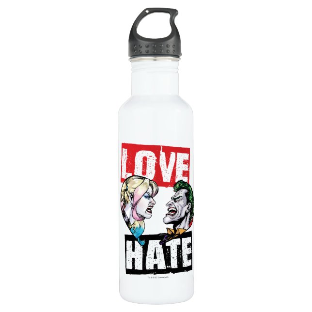 Batman | Harley Quinn & Joker Liebe/Hate Trinkflasche (Vorderseite)