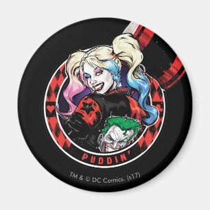 Batman   Harley Quinn Winking mit Mallet Magnet