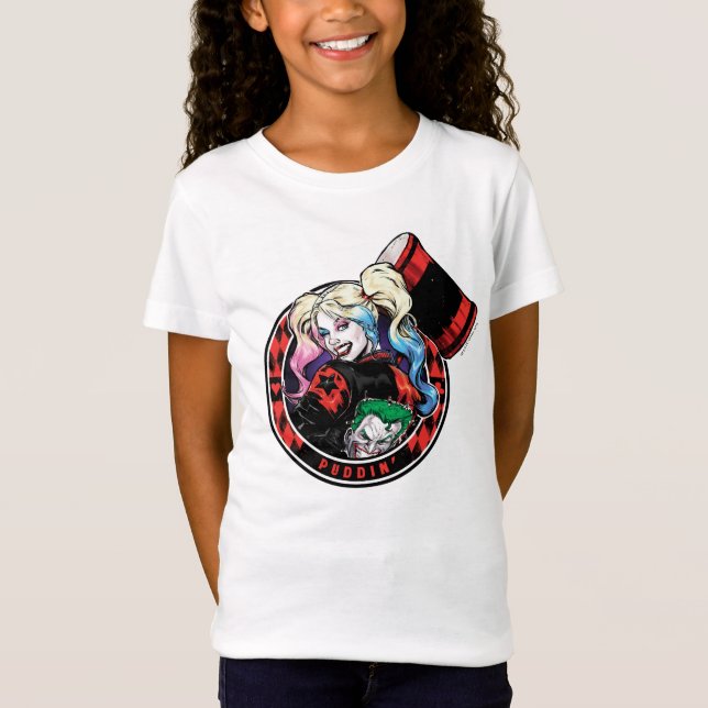 Batman | Harley Quinn Winking mit Mallet T-Shirt (Vorderseite)